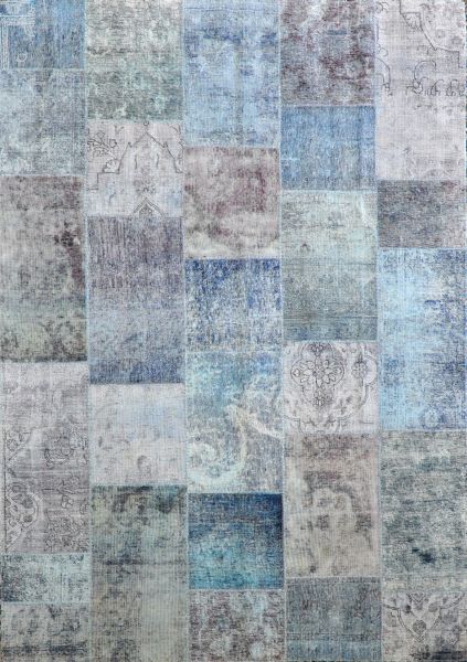 Overdyed Patchwork Blues - Designer rug