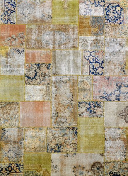 Overdyed Patchwork Gold Blush - Designer rug
