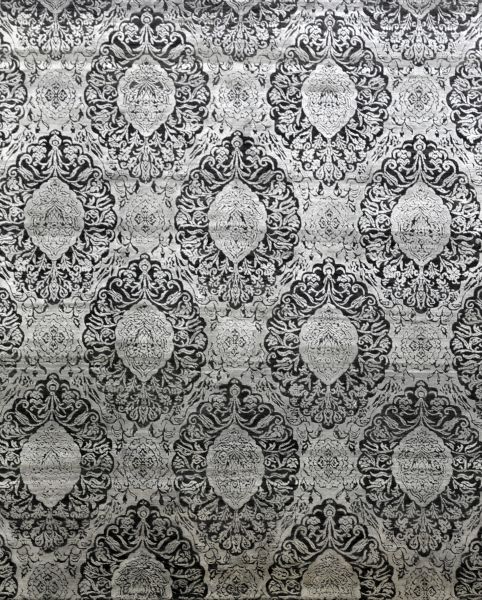 Damask Grey Silver - Designer rug