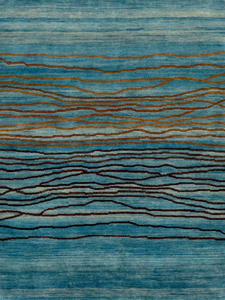 Denim Blue Broken Sunset - Designer rug