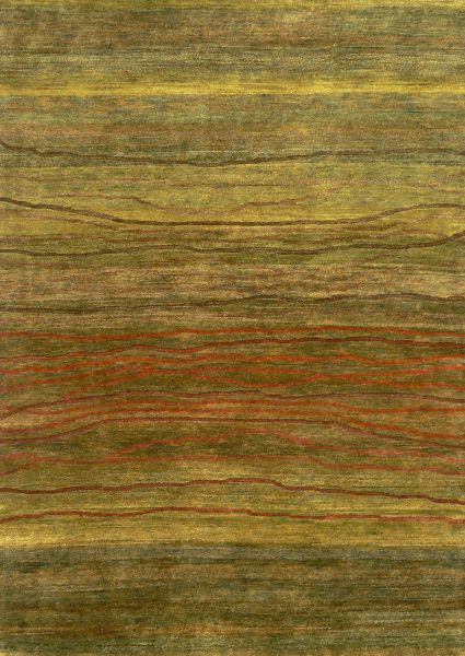 Natural Green Broken Sunset - Designer rug