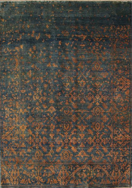 Persimon damask blue persimmon - Designer rug