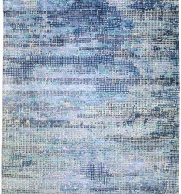 Mosaic Blue-Ivory - designer rug